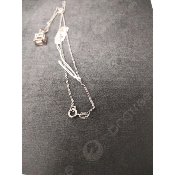 Pink Tourmaline Zircon Necklace, October Birthstone Jewelry, Square Princess Cut - Picture 7 of 9